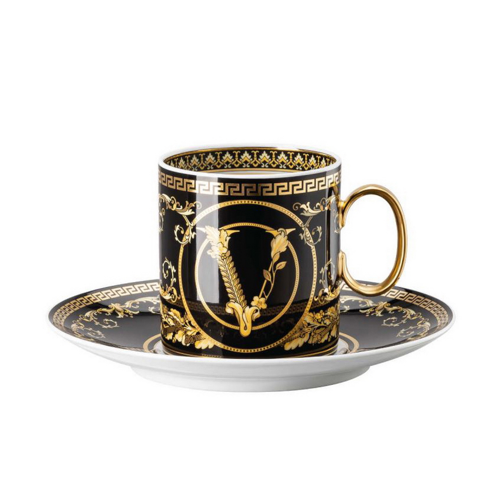 VERSACE VIRTUS - GALA NEGRO TAZA TE C/PLATO, 14740, ROSENTHAL