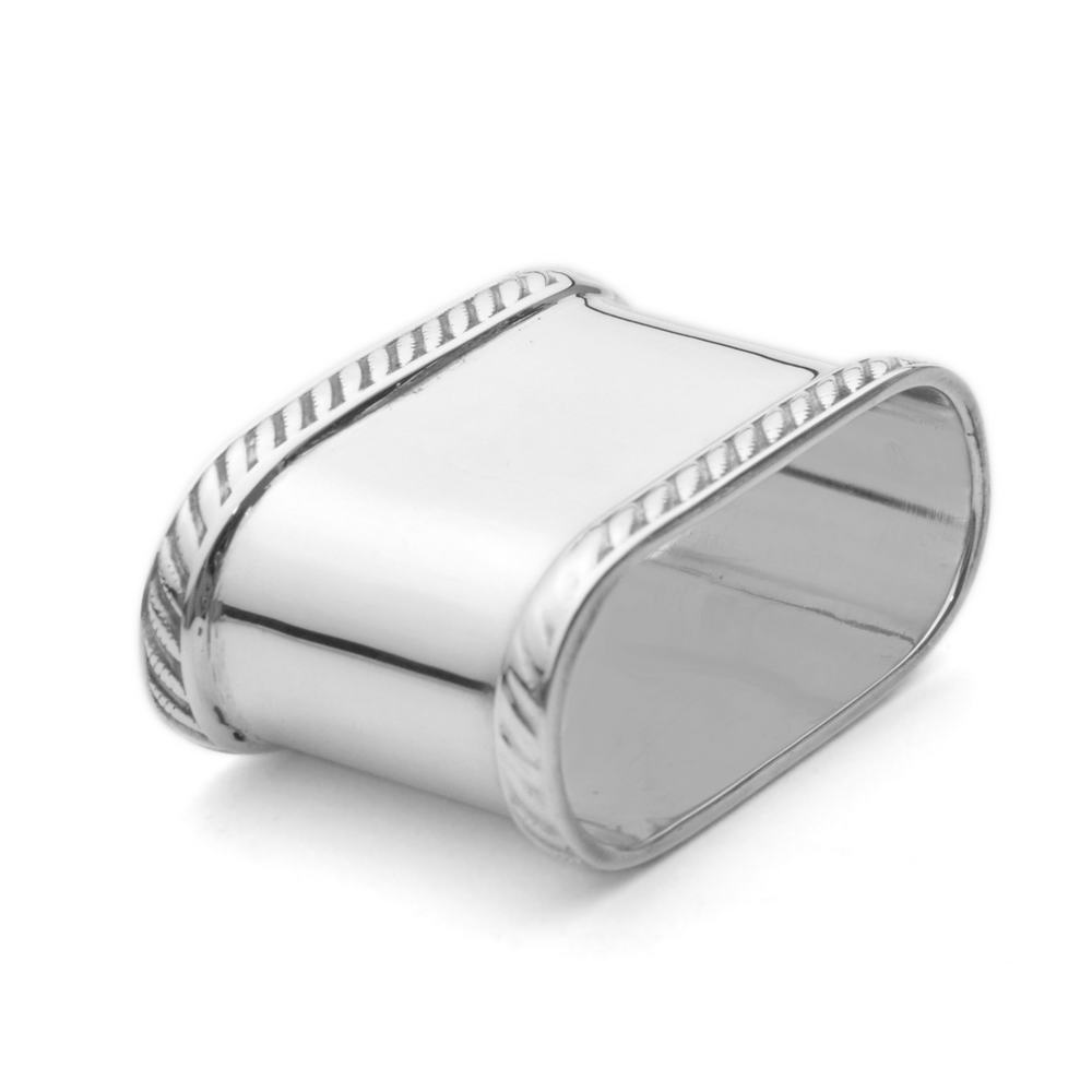 ARTICULOS DE MESA - SERVILLETERO OVAL CON TRENZA PLATA