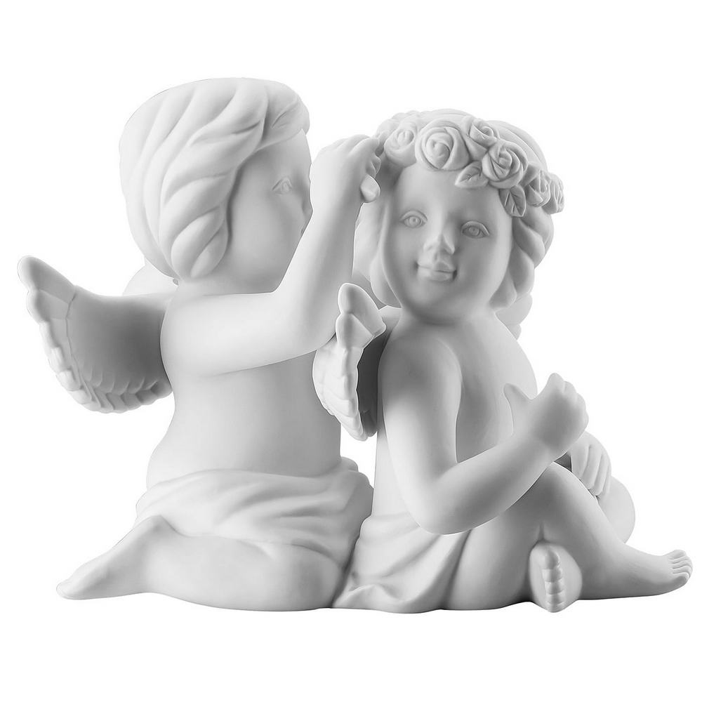 ANGEL PAR C/CORONA DE FLORES BLANCO MATE 90529,12.5CM, ROSENTHAL