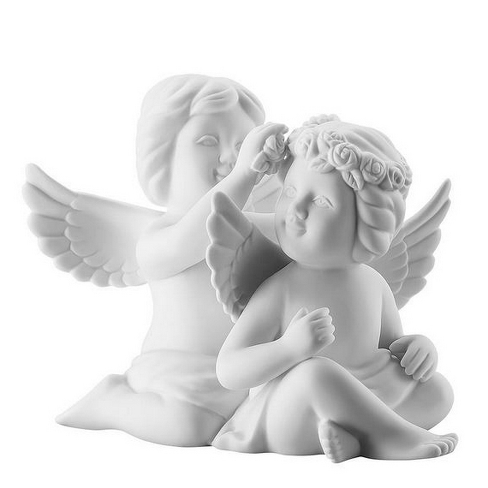 ANGEL PAR C/CORONA DE FLORES BLANCO MATE 90529,9.5CM, ROSENTHAL