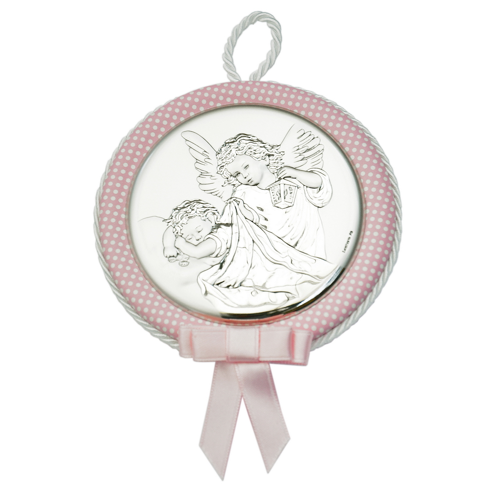 MEDALLA CUNA ANGEL BEBE ROSADO 11CM 10491 2RA, VALENTI