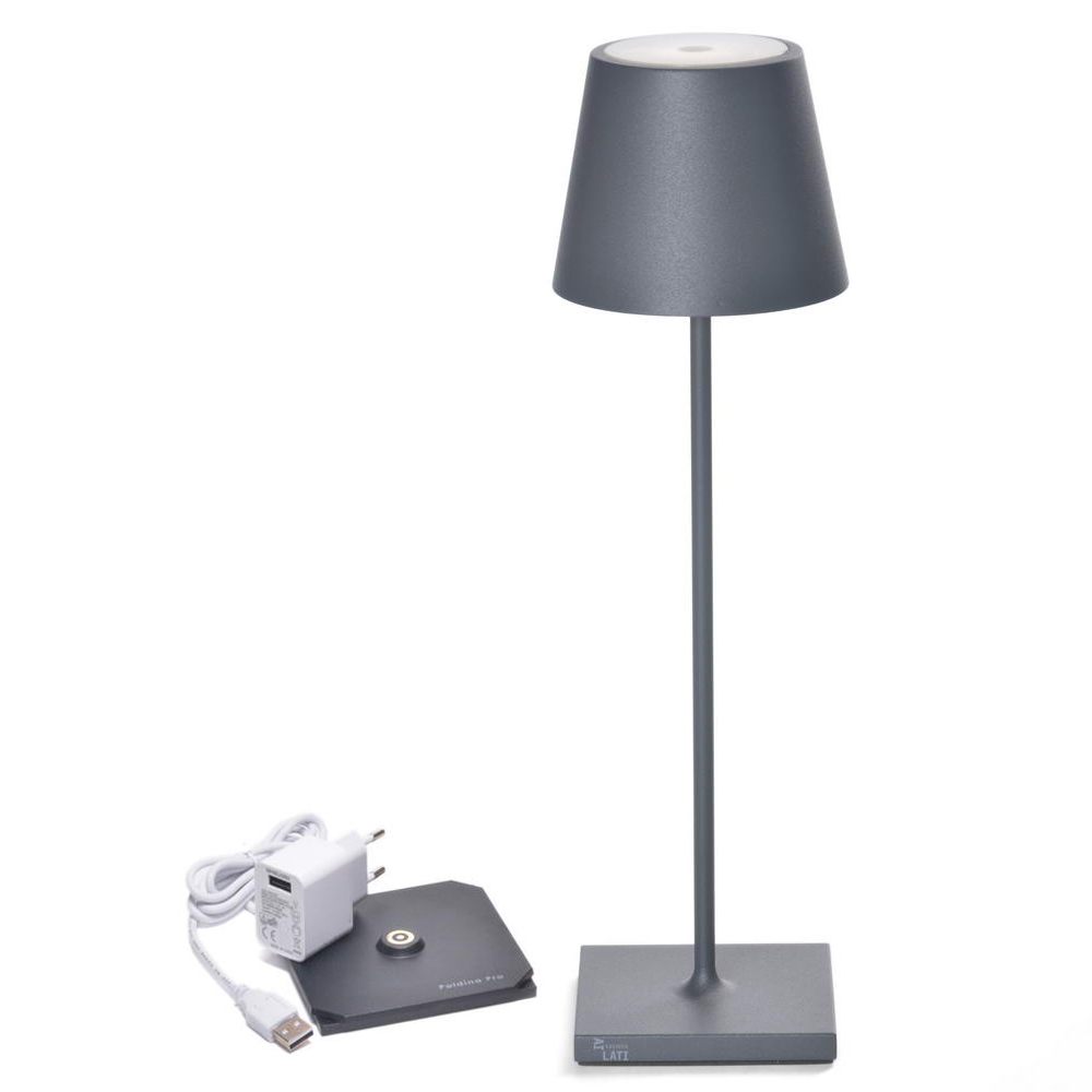 POLDINA - LAMPARA DE MESA GRIS OSCURO, LD0340N3, ZAFFERANO