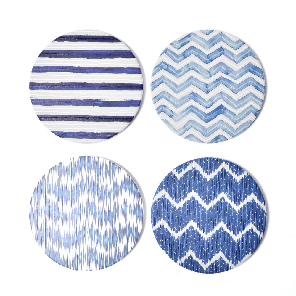 BLUE WAVE POSAVASOS SET X4,ART FLORAL