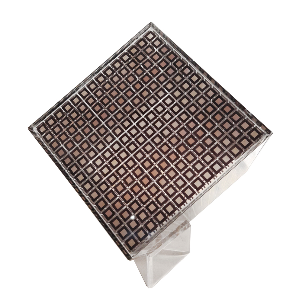 CUBO ACRIL MOSAICO DORADO Y NEGRO