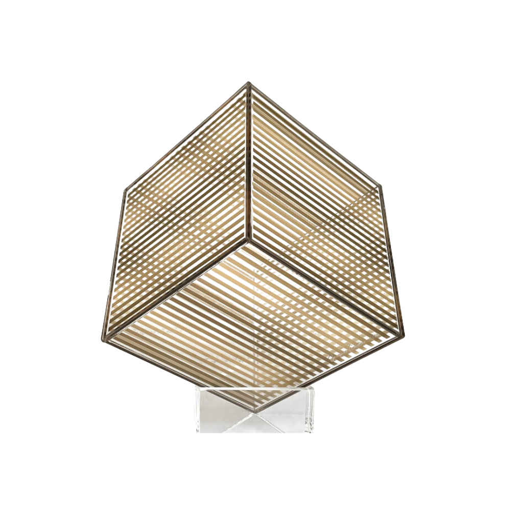 CUBO ACRIL FRAGMENTADO DORADO 15*15