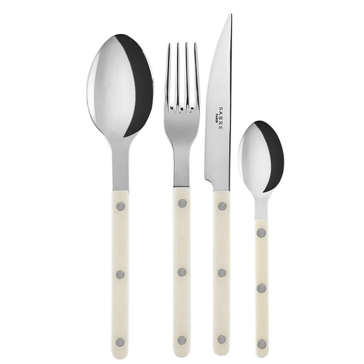 [1020590033] 1BISTROT SOLID, CUBIERTOS SET X 24 IVORY, SABRE